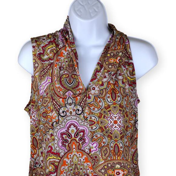 Philanthropy Paisley Multi Color High Low Hem Sleeveless Top L - Picture 9 of 9